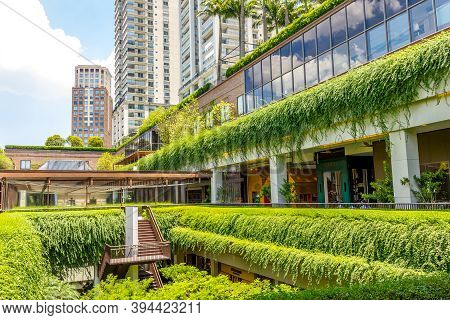 Sao Paulo, Brazil- 20 February, 2014: Ecologic Building With Plants On The Exterior Part. The Green 