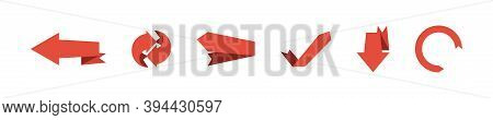 Arrow Flat Set In Ribbon Red Decoative Modern Style, Arrows Baner Collection Illustration