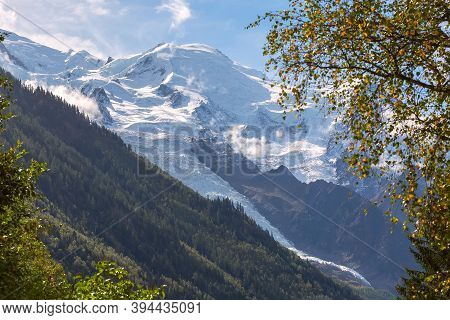 Glacier Des Bossons Or Bosson Viewed From Chamonix, Mont Blanc Massif, French Alps, France