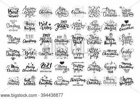 Christmas, 2021 New Year Lettering Bundle. Vector Clip Art Collection Of Abel, Emblem, Text Design T