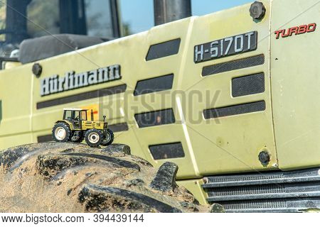 September 2020, Calestano Province Of Parma, Italy. Vintage Model Of Hurlimann Tractor H 6170 T. Alo