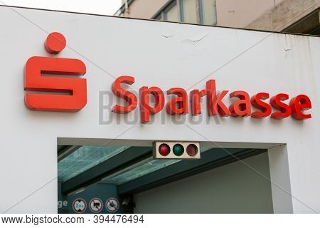 Passau / Germany - November 8, 2020: Branch Logo Of German Sparkasse. Sparkasse Is The German Saving