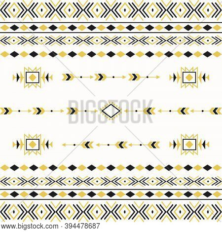 Seamless Ethnic Pattern. Aztec Tribal Ethnic Seamless Pattern With Geometric Shapes Based Print On Y