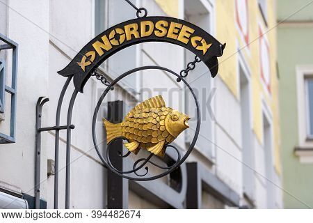 Passau / Germany - November 8, 2020: Branch Logo Of Nordsee. Nordsee Is A German Fastfood Restaurant