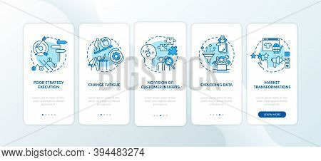 Business Challenges Onboarding Mobile App Page Screen With Concepts. No Client-centric, Poor Strateg