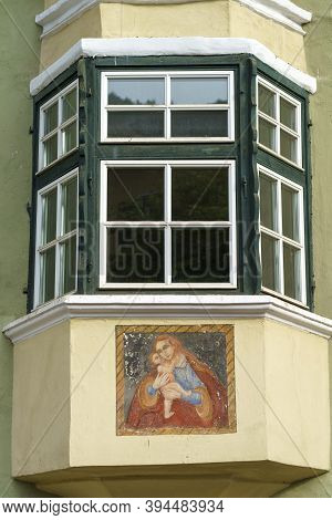 Chiusa, Or Klausen, Bolzano Province, Trentino Alto Adige, Italy: Historic City. Window And Painting