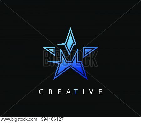 Letter M Fast Star, Technology And Digital Abstract Line M Network Space Logo.
