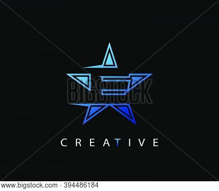 Letter E Fast Star, Technology And Digital Abstract Line E Network Space Logo.