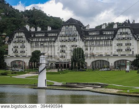 Petropolis, Brazil - December 23, 2008: Iconic And Historic Palacio Quitandinha Hotel, White Walls A