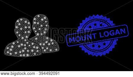 Glowing Mesh Users With Glowing Spots, And Mount Logan Corroded Ribbon Watermark. Blue Seal Contains