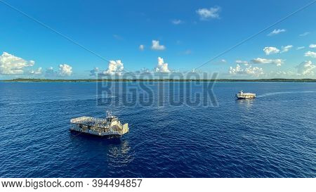 Half Moon Cay, Bahamas - October 31, 2019:a Tender Ready To Pick Up Passengers Off The Holland Ameri