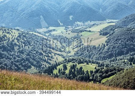 Big Fatra Mountains, Liptovske Revuce Village, Slovak Republic. Seasonal Natural Scene. Travel Desti