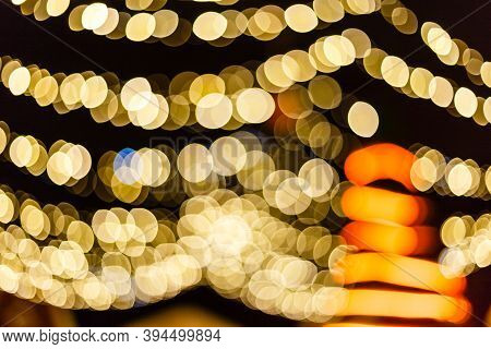Christmas Lights Blur In The Dark Background