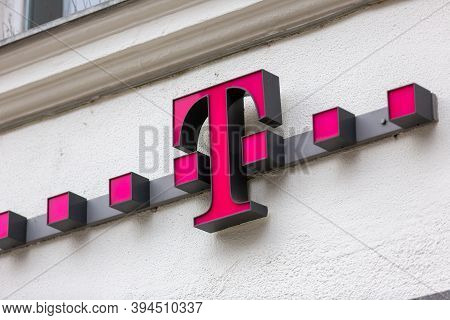 Passau / Germany - November 8, 2020: Branch Logo Of Deutsche Telekom. Deutsche Telekom Ag Is A Germa