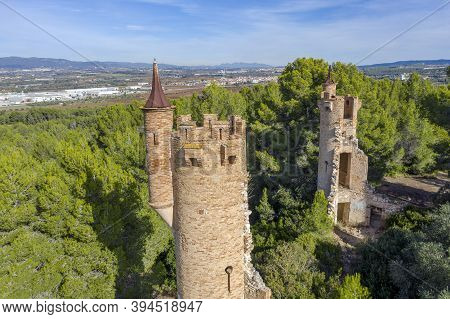 Muga Castle In Lower Penedes, In The Municipality Of Bellvei. Catalonia Spain
