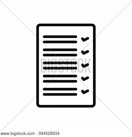 Black Line Icon For Result Outcome Consequence Outgrowth Performance Review Paper Document