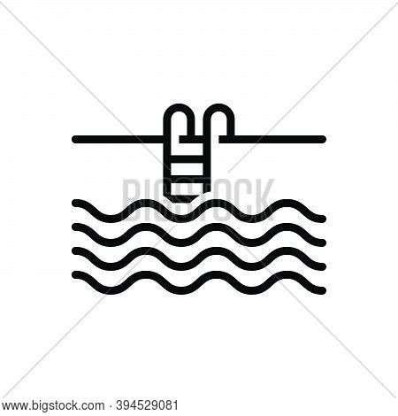 Black Line Icon For Pool Swim Swimming-pool Pond Lagoon Ladder Bathe Water Game Play