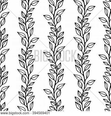Vector Seamless Pattern Of Twigs.doodle Hand Drawn Illustration