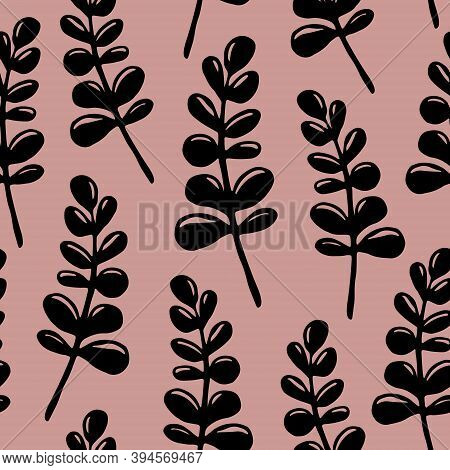 Vector Seamless Pattern Of Twigs.doodle Hand Drawn Illustration