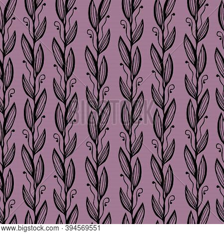 Vector Seamless Pattern Of Twigs.doodle Hand Drawn Illustration