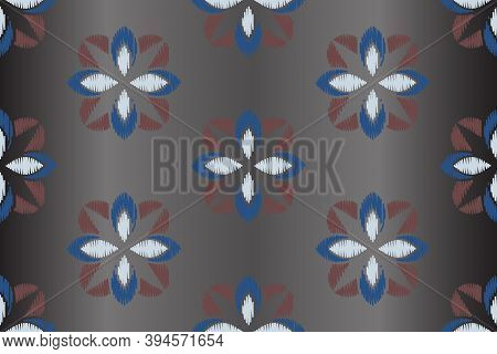 Ikat Colorful Seamless Ornament Pattern. Ethnic Indigo Tite Repeat Background For Textile, Wallpaper