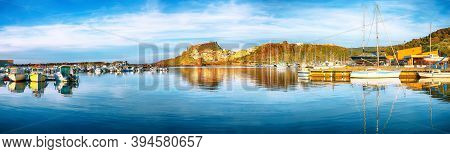 Picturesque View Of Medieval Town Of Castelsardo. Cityscape Of Castelsardo Port.  Location: Castelsa