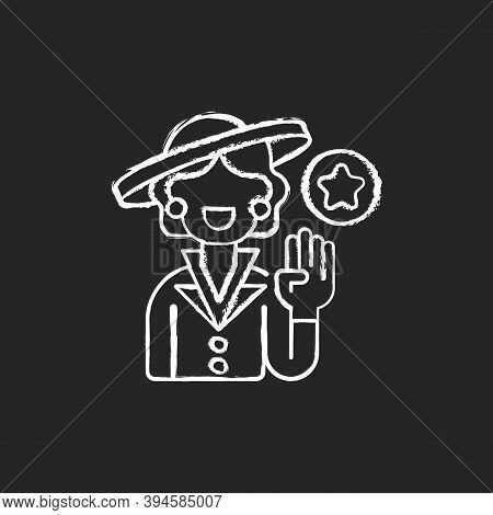 First Lady Chalk White Icon On Black Background. Political Figure. Unofficial Title. Husband Preside