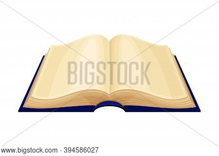Open Old Book In Hard Cover With Yellowish Pages Vector Illustration