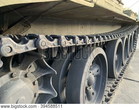 Heavy Tank On Tracks. Armored Military Equipment. Infantry Combat Equipment. Kiev, Pechersk Lavra Di