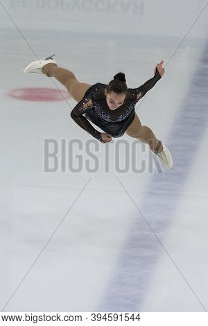 Minsk, Belarus – November 1, 2020: Professional Female Figure Skater Aleksandra Chepeleva From Belar