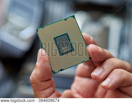computer procesor close-up, selective focus