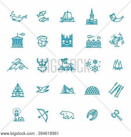 City Sights Vector Icons. Norway Landmark Illustration