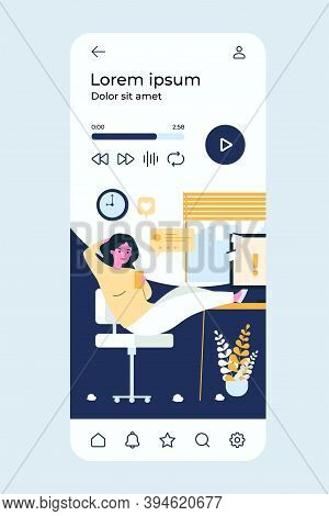 Lazy Office Person Procrastinating At Workplace, Chatting On Cellphone Online, Ignoring Important No
