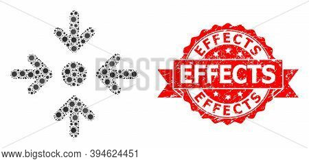 Vector Collage Meeting Point Of Corona Virus, And Effects Corroded Ribbon Stamp Seal. Virus Elements