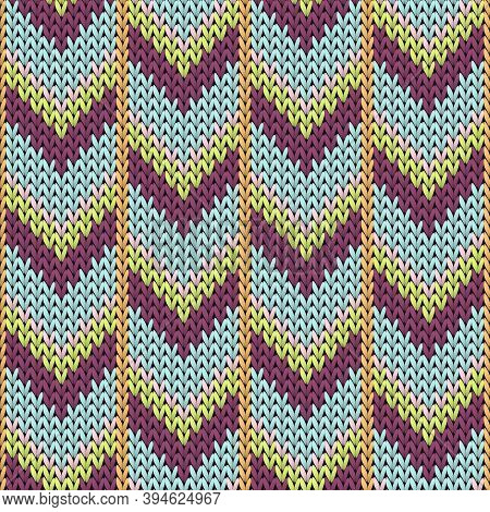 Close Up Downward Arrow Lines Knitting Texture Geometric Seamless Pattern. Scarf Knit Effect Ornamen