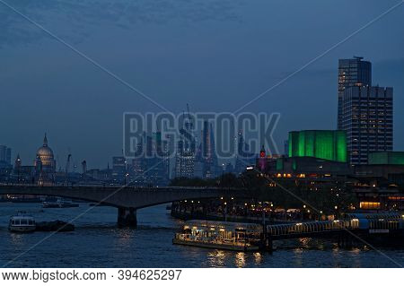 London, Great Britain, April 21, 2018 : The Night Falls On Thames River In London City Center.