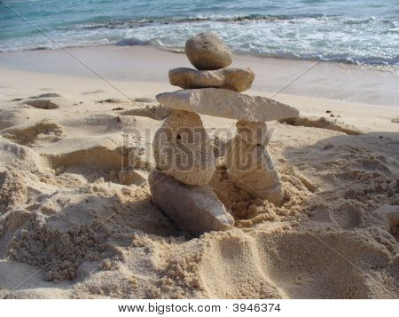 Inukshuk na praia