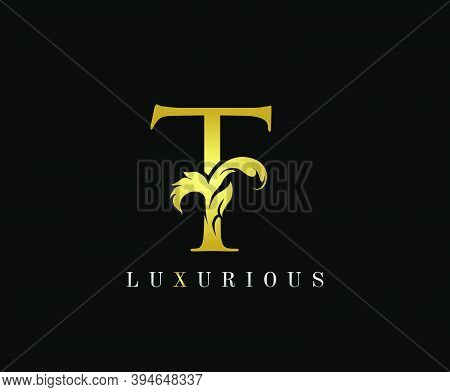 Golden Tz Luxury Logo Icon, Classic T Letter Logo Design.