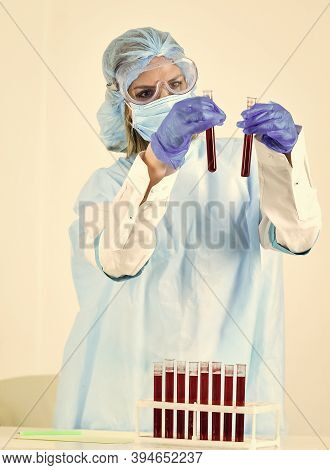Detection Of Virus. Doctor Work At Lab. Experimental Treatment Concept. Laboratory Testing Respirato