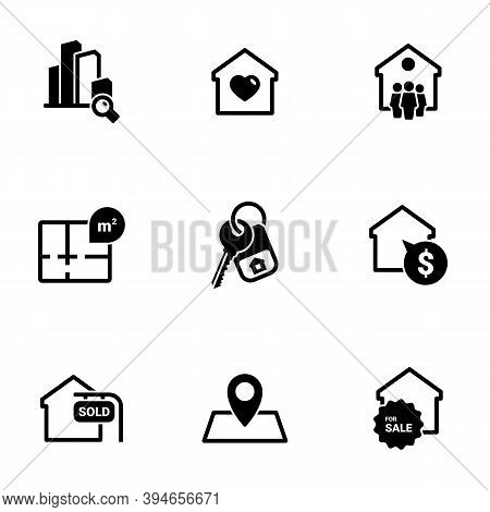 Set Of Simple Icons On A Theme Real Estate, Vector, Design, Collection, Flat, Sign, Symbol,element, 