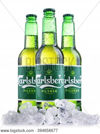 Bottles Of Carlsberg Beer Isolated On White