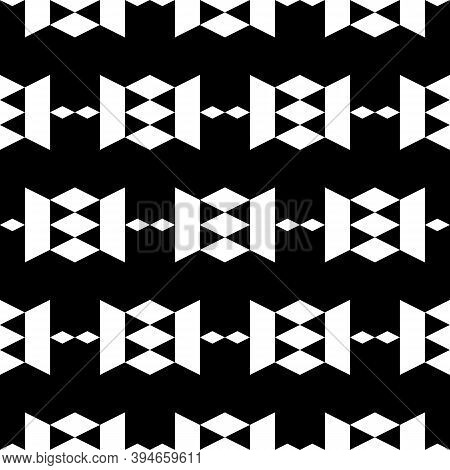 Seamless Pattern. Rhombuses, Trapeziums, Triangles Ornament. Ethnic Motif. Simple Shapes Background.