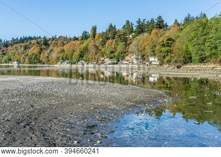 Fall Colors Are Reflected In The Tidepools In Des Moines, Washington.