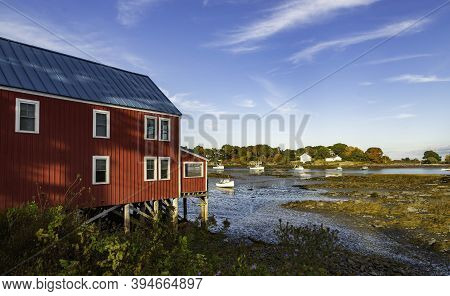 View Of The Houses In Cape Porpoise, Maine, United States