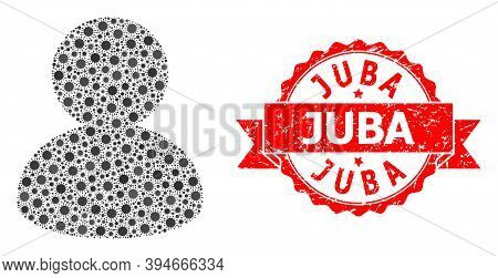 Vector Mosaic User Of Sars Virus, And Juba Scratched Ribbon Seal. Virus Items Inside User Mosaic. Re