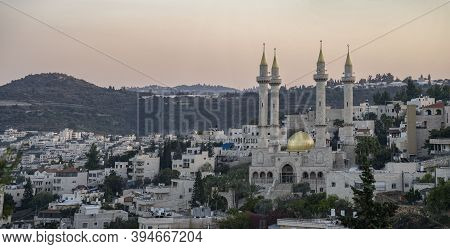 Abu Ghosh, Israel - November 13th, 2020: The Kadirov Mosque, In The Village Abu Ghosh, Near Jerusale