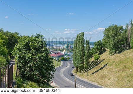 Russia June 2, 2020 Nizhny Novgorod, View Of The Novinsky Bridge, Photo Taken On A Sunny Summer Day