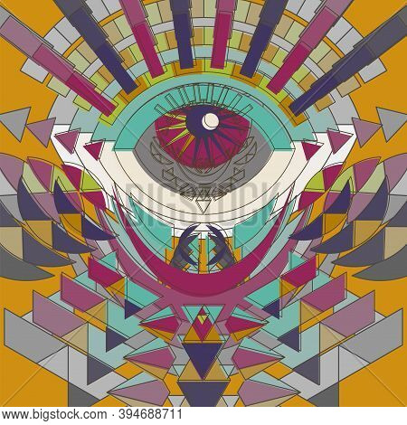 The Colorful Abstract Print Mosaic Eye. The Fractal.