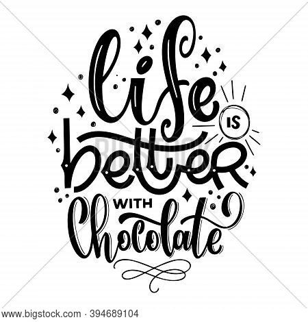 Chocolate Hand Lettering Quote. Warm Christmas Winter Word Composirion. Vector Design Elements For T