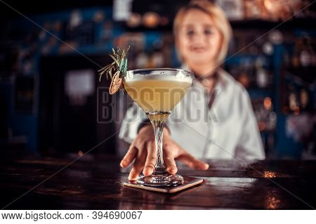 Girl Barman Creates A Cocktail At The Porterhouse